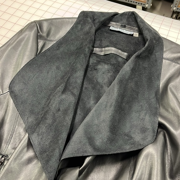 BAGATELLE Faux Leather & Suede Waterfall Minimalist Rib SLV Urban Chic Jacket 2X - Picture 9 of 16